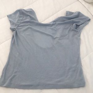 Back low cut crop top, blue